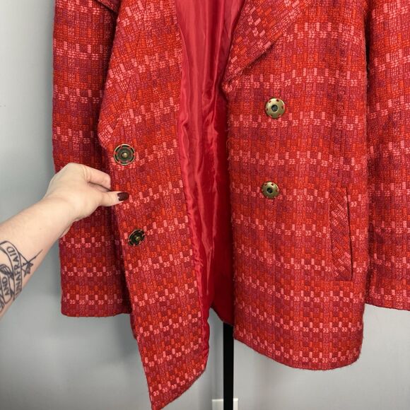 Cabi Scarlet Tweed Sloan Jacket Wool Blend Pink Red Style 3031 Size Small - Picture 7 of 12